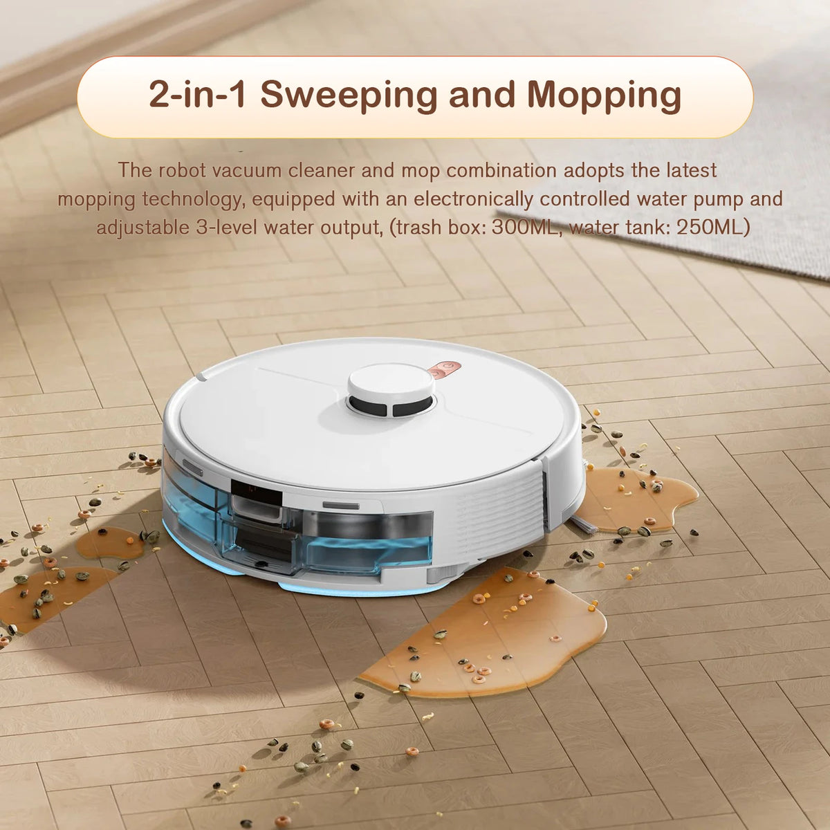 Aspirateur robot Omeser M20M avec fonction de lavage - Puissance d'aspiration de 6 000 Pa, station d'accueil à vidage automatique, navigation LiDAR pour les poils d'animaux