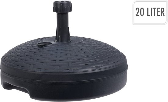 Pied de parasol aspect rotin - rond - gris anthracite - D45 cm - 20 litres - plastique - remplissable