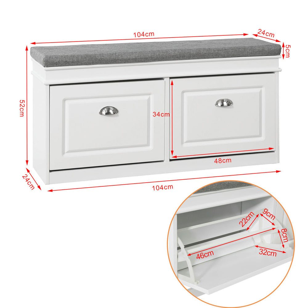 Armoire à chaussures - SoBuy - Meuble à compartiment - Support à chaussures - Banc pour s'asseoir - Blanc