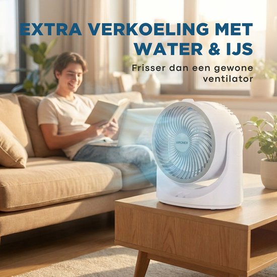 Mini climatiseur – Climatiseur personnel avec bac à glace – Ventilateur et humidificateur portable – Rechargeable – 3 vitesses – LED 7 couleurs – Silencieux