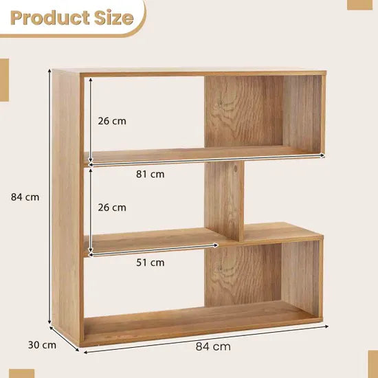 Bibliothèque Coast - 3 compartiments - Arrière ouvert - Anti-basculement - 84 x 30 x 84 cm - Naturel