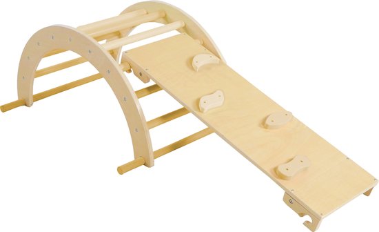 Structure d'escalade 3-en-1 Sunny Charlie en bois naturel – Jouets Montessori – Arceau d'escalade – Triangle d'escalade – FSC Mix