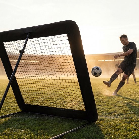 Rebondisseur de football Fitby - Rebondisseur - Rebondisseur Trampoline - Bouncer - Kickback - 100x100CM - Noir