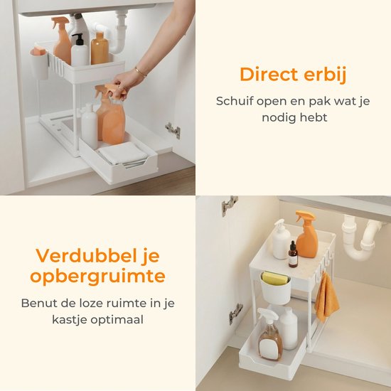 Posity Sink Cabinet Organizer - Kitchen Cabinet Organizer - Sliding Drawer - Cabinet Organizer - Bathroom Organizer - Countertop Organizer - 1 Pull-out Drawer - White