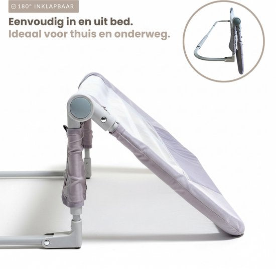 Barrière de lit Babietec réglable et pliable – Extra longue 150 cm – Barrière de lit – Sommier – Protection anti-chute – Barrière de lit – Gris foncé