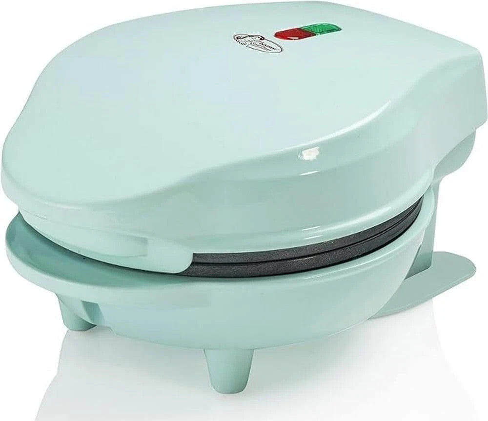 Mini-gaufrier Bestron Sweet Dreams AMWE600G 550 W - Réglage de la température - Gaufres de 10 cm de diamètre - Menthe