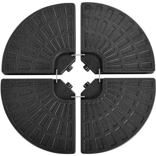 Lot de 4 pieds de parasol Yaheetech - Noir - Poids de parasol rechargeables pour parasol flottant, pouvant contenir jusqu'à 66 kg de sable ou 52 kg d'eau