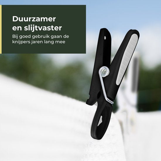 Gandria Pinces à linge 48 pièces - Pinces à linge en plastique - Lot de 48 pinces à linge en plastique - Pinces à linge pour portemanteau 10 Kg - Noir/Blanc et Blanc/Noir