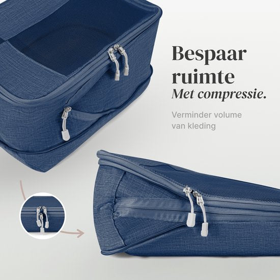 Skycases Travel Essentials Packing Cubes - Lot de 6 pièces - Organisateurs de compression de luxe en nylon de haute qualité - Peu encombrant et durable - Idéal pour le voyage - Bleu foncé