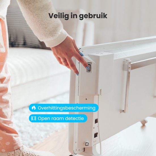 Auronic Convector Heater - 2000W - Chauffage électrique - 3 niveaux - Panneau métallique - Freestanding - Roues - Blanc