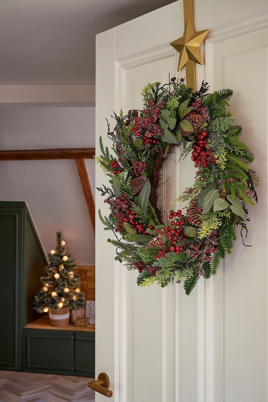 Mica Decorations : couronne de Noël Bodi avec pommes de pin - H 13 x Ø 50 cm - Bordeaux