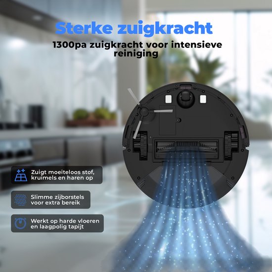 Denver Robot Aspirateur avec station de charge - Smartphone TUYA App - Convient pour les poils d'animaux - RVC115