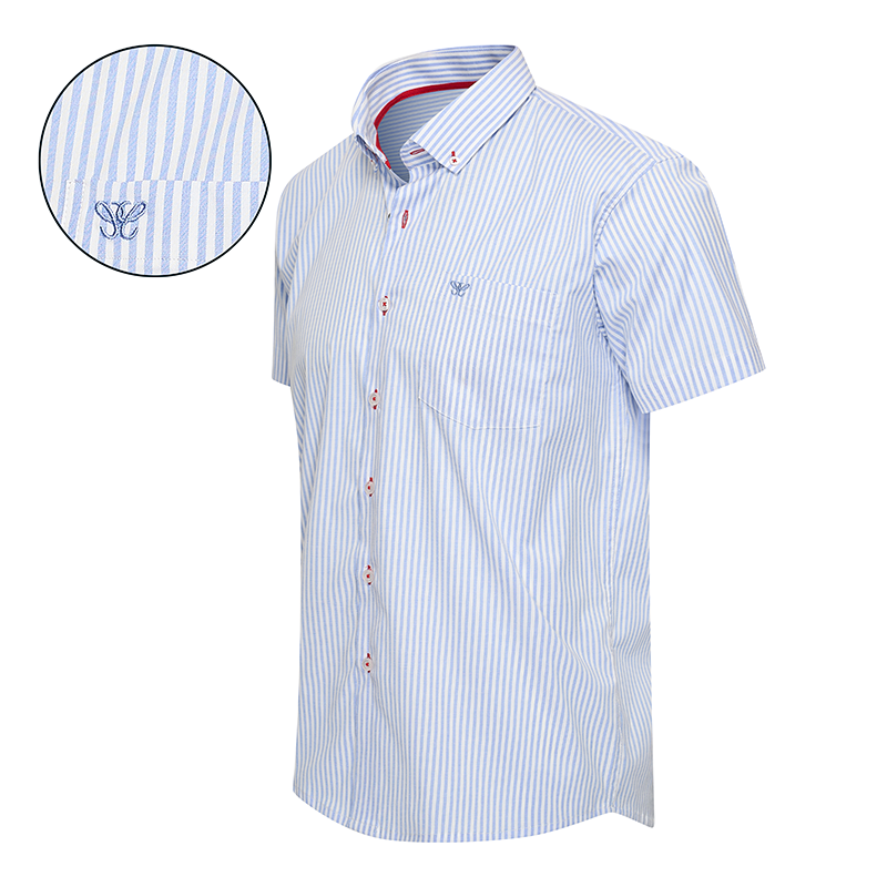 Cappuccino Italia Chemise rayée - Manches courtes - Bronte - 3XL - Bleu/Blanc