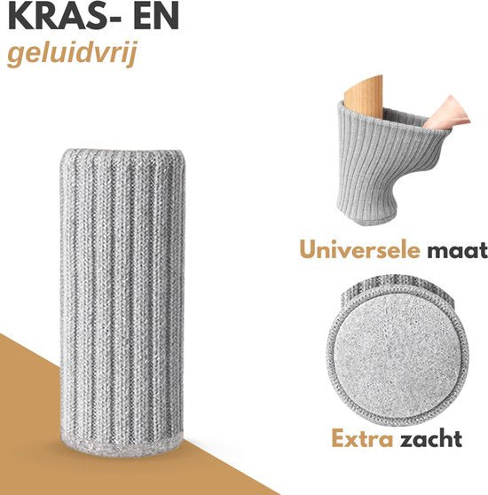 Protège-pieds de chaise Vaive - Protège-sol - Chaussettes pour pieds de chaise - Embouts pour pieds de chaise - Protège-pieds de chaise - Chaussettes pour chaise - Gris