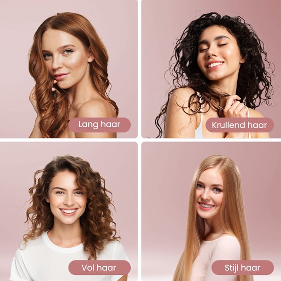 Auronic 3-in-1 Brosse sèche-cheveux pour plus de volume, de style et de boucles - Airstyler - Brosse à boucler - Brosse magique en céramique - 1000W - Ø 45 mm - Noir/Rose