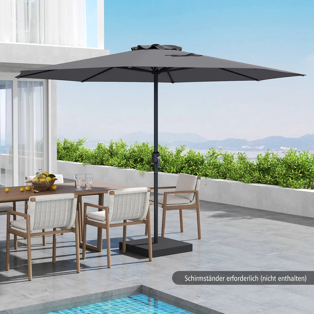 Parasol de jardin Coast 350 cm - Anthracite - Avec cordon et 8 baleines métalliques