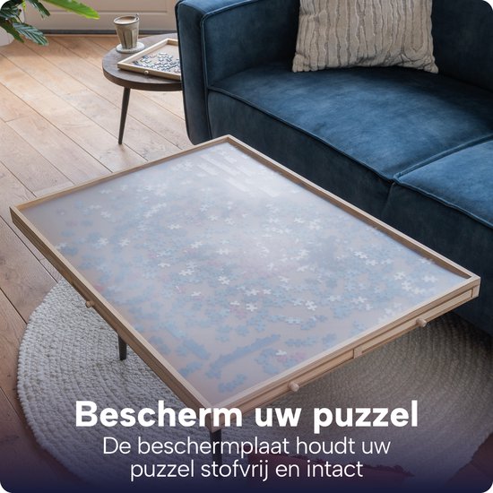 Plateau de puzzle pour 1 000 pièces avec 6 tiroirs – Tapis de puzzle avec système de rangement – Plateau de puzzle en bois – Table de puzzle avec plaque de protection – BREND BR-2216