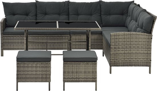 Ensemble de salon en polyrotan - Manacor - Gris