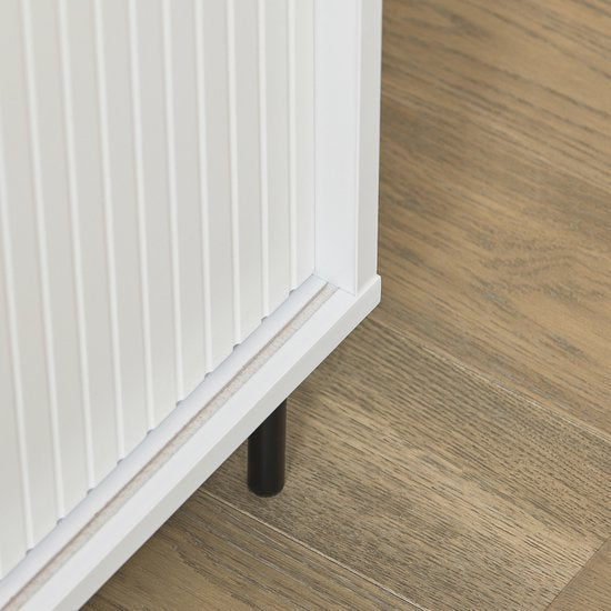 SoBuy FSR116-W Shoe Bench - Banc de rangement blanc avec coussin de siège et portes coulissantes