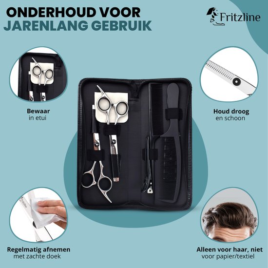 Kit de coiffure Fritzline 9 pièces - Ciseaux de coiffure - Blouse de coiffure - ciseaux à cheveux - coiffeur - ciseaux de coiffure - ciseaux à effiler - ciseaux à effiler de coiffure - kit de coiffure professionnel - blouse de coiffure - blouse de coiffeu