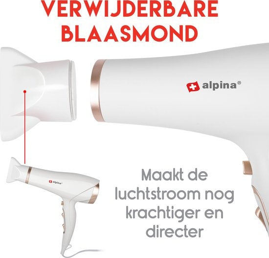 alpina Fohn - Sèche-cheveux - 2300W - Coolshot - Blanc/Rose