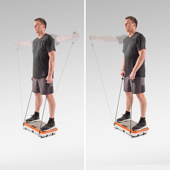 Vibro Shaper - plaque vibrante dotée d'une technologie d'oscillation qui raffermit le corps - PowerPlate sollicite tous les groupes musculaires - sangles Power Stretch incluses