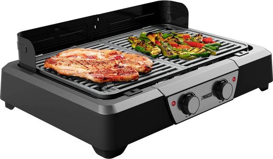 Princess BBQ Table Grill 112254 - Noir - Thermostat réglable - BBQ de table - Appareil pour grillades - Grande surface de cuisson - 2000W