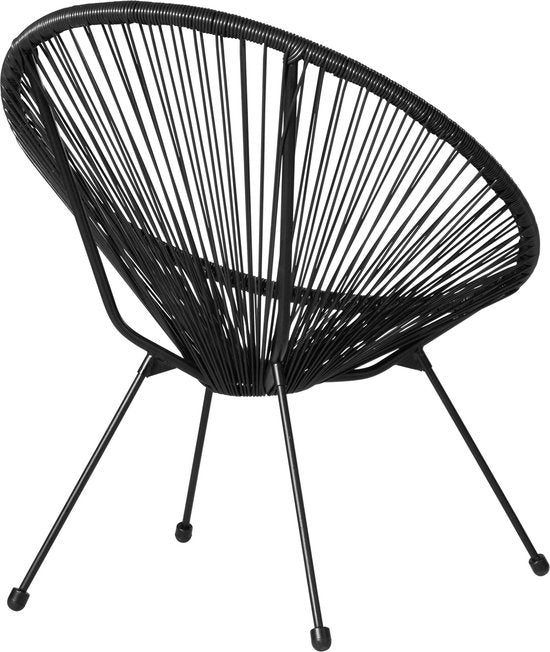 tectake® - Salon de jardin bistrot - 2 chaises et 1 table - Chaises rétro de style Acapulco - Résiste aux intempéries à l'intérieur et à l'extérieur - Salon de jardin pour terrasse ou balcon - Noir
