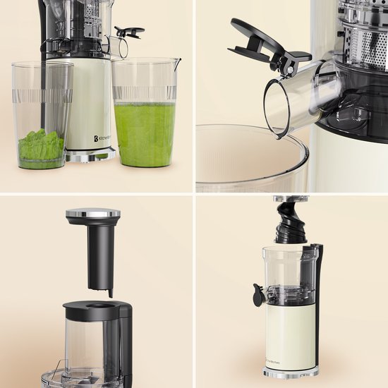 KitchenBrothers Slowjuicer - Vertical - Presse-agrumes - Presse-légumes et fruits - 80 mm - 750 ml - Champagne