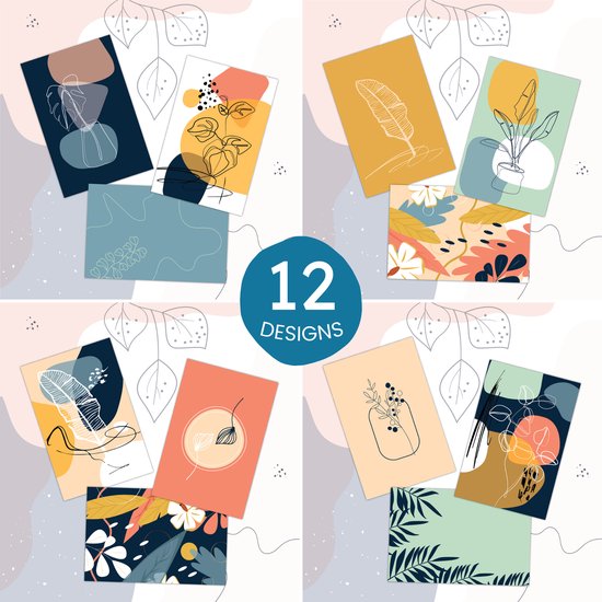 Partizzle 36x Cartes de vœux avec enveloppes - Sans texte - Envoi de cartes postales amusantes - Fleurs et nature - 15x10 cm