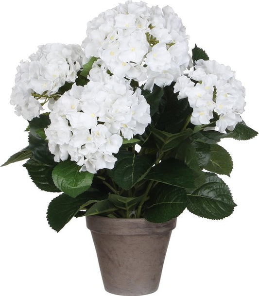 Mica Decorations Plante artificielle Hortensia - blanche - 45 cm - en pot - Plantes artificielles/fausses plantes