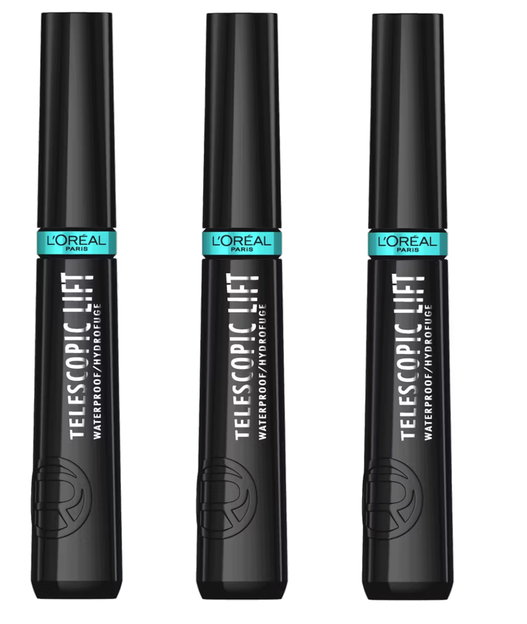 Mascara Telescopic Lift de L'Oréal Paris, waterproof, noir | Volume et longueur | Lot de 3