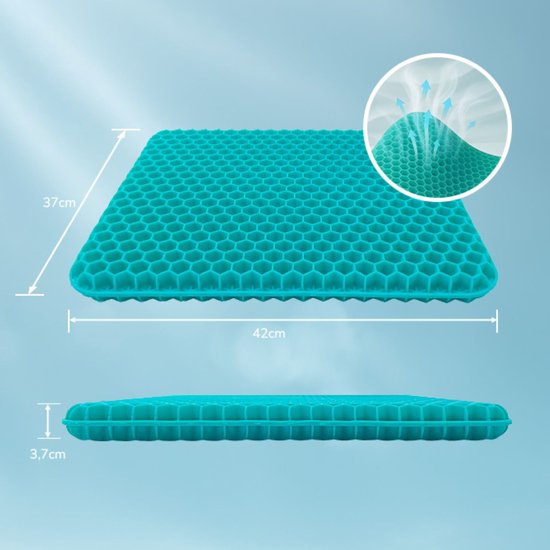 Coussin d'assise Dreamolino Soft Sitter  - 2 pièces -  Coussin en gel confortable au design alvéolé respirant – Répartit la pression et laisse passer l'air – Pour chaise, voiture, chaise de bureau et usage en extérieur – 42 × 37 × 3,5 cm