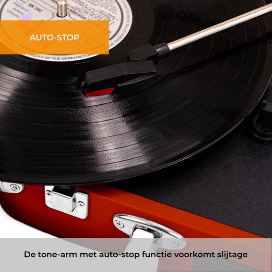 Denver Record Player - Haut-parleurs intégrés - Logiciel PC inclus - Auto-stop - Rétro - VPL120 - Rouge