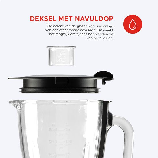 Mixeur Bourgini Retro - 5 vitesses et fonction pulse - 1,5 litre - Mixeur à smoothies - 500 watts - Noir