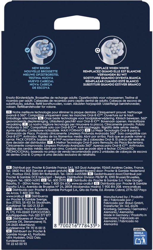 Oral-B têtes de brosse iO Ultimate Clean White - 8 pièces