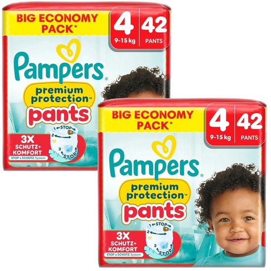Pampers Premium Protection Pants - Culottes de protection - Taille 4 - 42 pièces - 2 paquets
