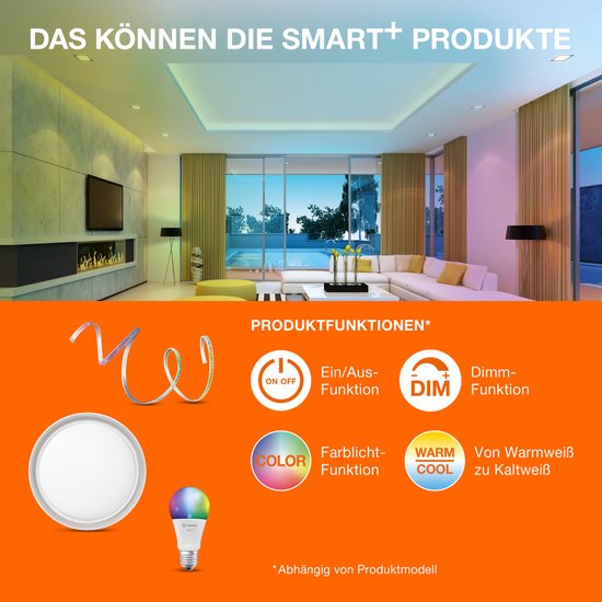 Plafonnier Ledvance Smart WiFi Orbis Frame – Ø 49,5 cm – Panneau LED 32 W avec fonction « Tunable White » et variateur d'intensité – Blanc