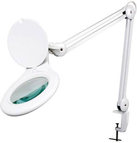 Velleman Lampe loupe Led avec pince, bras pivotant, interrupteur marche/arrêt, 48 LED, grossissement 2,25x, pour enfants, adultes, seniors, lecture, peinture au diamant, hobby, travail, blanc