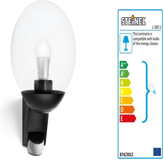 Lampe d'extérieur Steinel avec détecteur de mouvement L858S - culot E27 - 60 W max. - noir