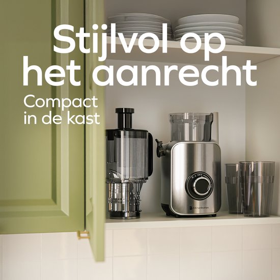 KitchenBrothers Slowjuicer - Vertical - Presse-agrumes - Presse-légumes et fruits - 126 mm - 750 ml - Gris
