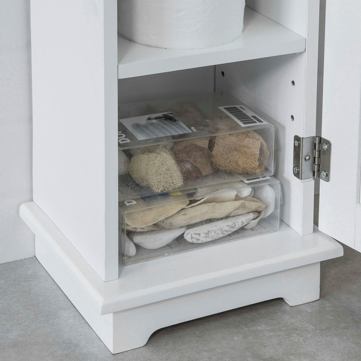 SoBuy Meuble de toilette avec porte-rouleau - Blanc - 20x100x18 cm