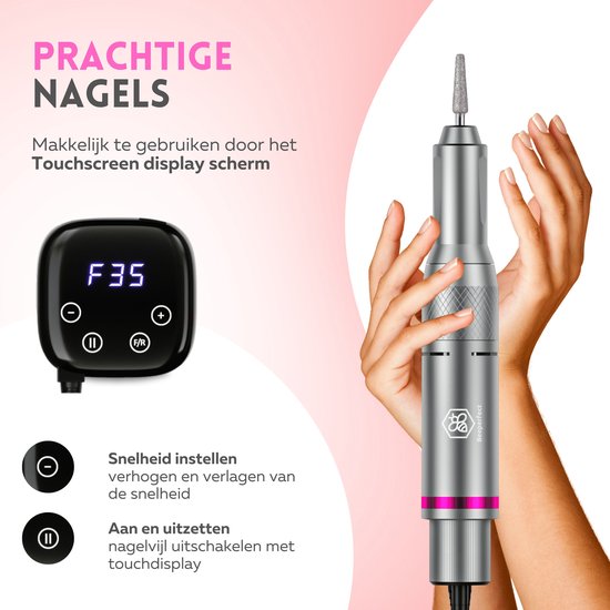 Beeperfect - Lime à ongles électrique avancée - Moulin à ongles - Ensemble manucure et pédicure - 35 000 tr/min - 26 embouts et 66 rouleaux de ponçage