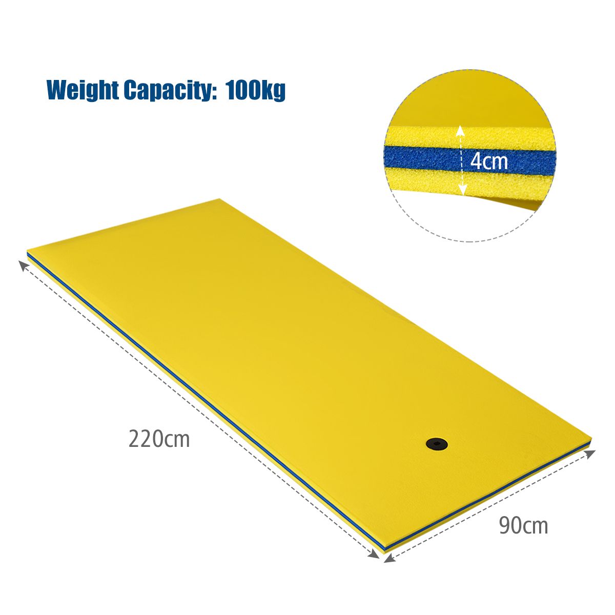 Coast Watermat Tapis flottant en mousse XPE - 220 x 90 x 4 cm - Jaune