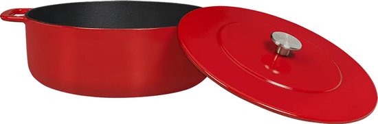 Casserole en fonte Combekk Ø 28 cm - 100 % recyclée - Sans PFAS - Compatible avec l'induction - 5,3 L - Rouge