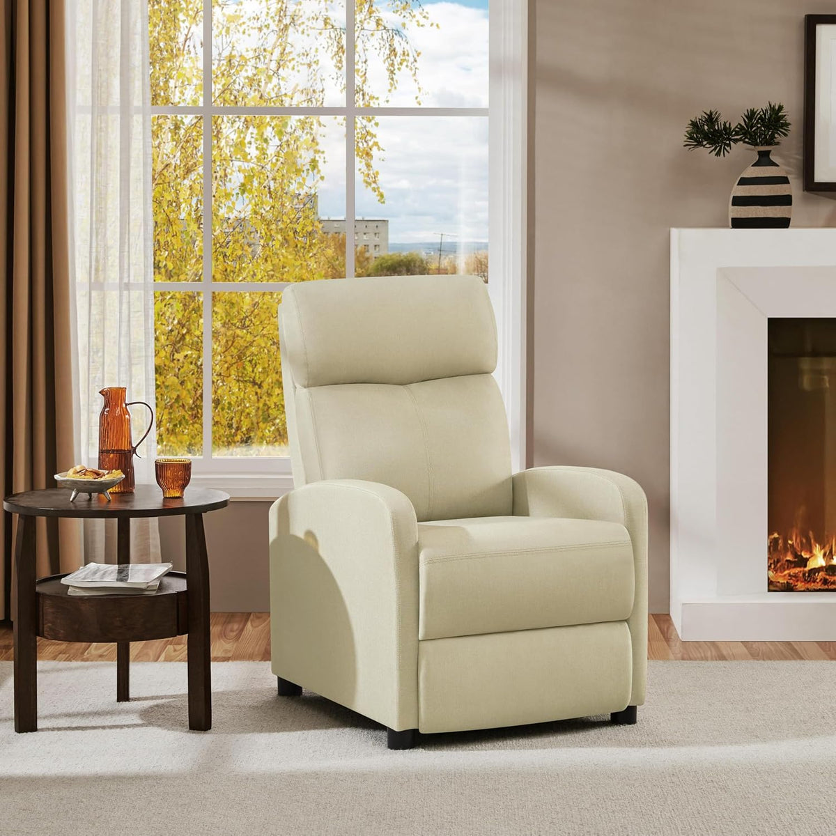 Fauteuil de détente Yaheetech pour regarder la télévision - 87 x 61,5 x 99 cm - Repose-pieds réglable - Beige