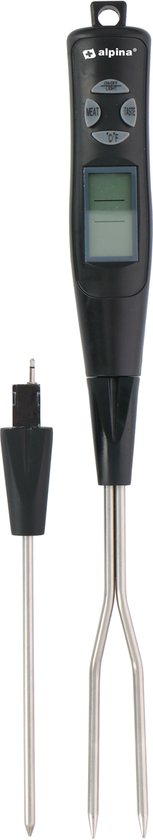 Alpina Thermomètre à viande - Numérique - Préprogrammé - 2 sondes - Acier inoxydable/noir