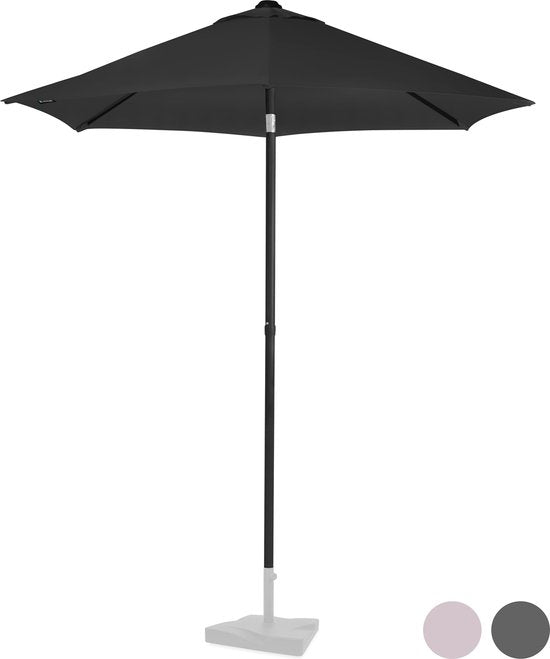 VONROC Premium Parasol Torbole - Ø200cm - Parasol à manche durable - Tissu résistant aux UV - Anthracite/Noir - Housse de protection incluse