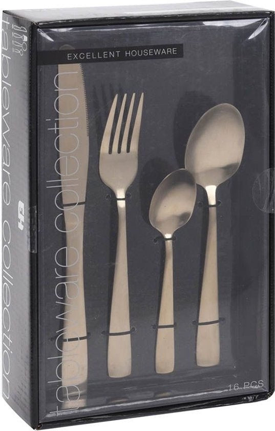 Excellent Houseware Mat Goud bestekset - 16 delig
