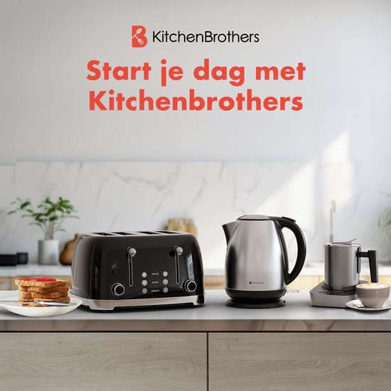 KitchenBrothers Bouilloire - électrique - 1.7L - Avec filtre à calcaire - acier inoxydable